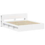 Bed Frame with Storage White 180 x 200 cm Engineered Wood 3433414