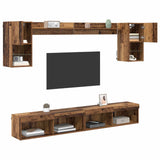 TV Wall Units with LED with LED 6 pcs Old Wood Engineered Wood 3402955