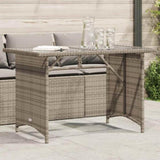 Garden Table with Glass Top Grey 110x68x70 cm Poly Rattan 366352