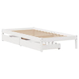 Bed Frame without Mattress White 100x200 cm Solid Wood Pine 3301433