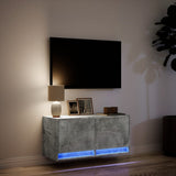 TV Wall Cabinet with LED Lights Concrete Grey 80x31x35 cm 852358