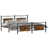 Metal Bed Frame without Mattress Smoked Oak 183x213 cm 3325094
