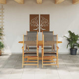 Garden Dining Set Folding 5 pcs Grey Solid Acacia Wood 3375738