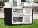 Wooden Pet Hutch, Two-Tier Cage with Rain Cover, Wheels, White T3398P554175