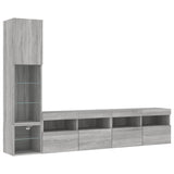 4 Piece TV Wall Units with LED Grey Sonoma Engineered Wood 3216716