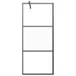 Walk-in Shower Wall 90x195 cm Half Frosted ESG Glass Black 151873