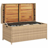Storage Bench Mix Beige 100x50x52 cm Poly Rattan and Acacia Wood 365951