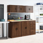 ZNTS Garage Wall Cabinets 2 pcs Brown Oak Engineered Wood 860656