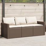 ZNTS Garden Sofa with Cushions 3-Seater Brown Poly Rattan 366342