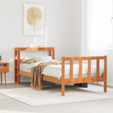 Bed Frame with Headboard without Mattress Wax Brown 90x200 cm 3305776