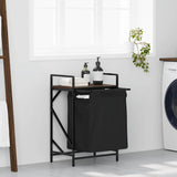 Laundry Basket 1 Compartment with Shelf Brown Oak 859074