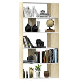 ZNTS Book Cabinet/Room Divider White and Sonoma Oak 80x24x159 cm Engineered Wood 800104