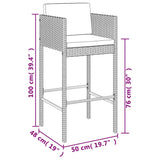 5 Piece Garden Bar Set with Cushions Grey Poly Rattan 3203925