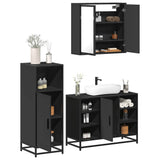 3 Piece Bathroom Furniture Set Black Engineered Wood 3300970