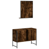 2 Piece Bathroom Cabinet Set Smoked Oak Engineered Wood 3214341