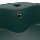147036 Luxury Wash Basin with Overflow Matt Dark Green 36x13 cm Ceramic