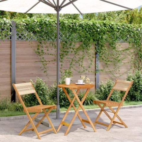 ZNTS 3 Piece Bistro Set Beige Polypropylene and Solid Wood 3281747