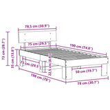 Bed Frame with Headboard White 75 x 190 cm Solid Pine Wood 872594
