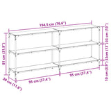 Console Table with Transparent Glass Top 194.5x30x81 cm Steel 846034