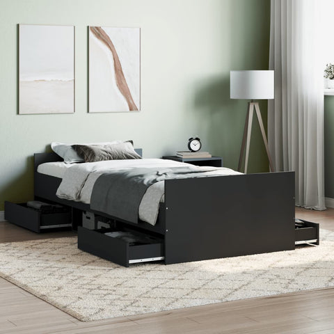 ZNTS Bed Frame without Mattress Black 90x200 cm 3203804