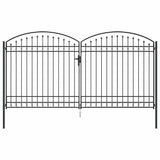 Fence Gate ASSEN 401 x 250 cm Steel Grey Lockable 42008945