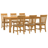 Dining Set 7 pcs Beige Solid Oak Wood 3430387