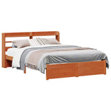Bed Frame with Headboard 2 pcs Wax Brown Solid Pine Wood 3422727