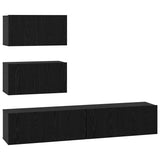 TV Cabinet Set 4 pcs Black Oak Engineered Wood 3393394