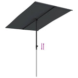 Garden Parasol with Aluminium Pole 2x1.5 m Black 47342