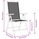 Folding Garden Chairs 2 pcs Aluminium and Textilene Black 41732