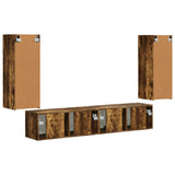 TV Wall Cabinet Set 4 pcs Smoked Oak Engineered Wood 3408921