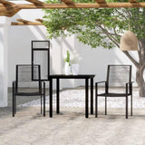 Dining Set Black Powder-coated steel, PVC hollow rattan, glass 3099197