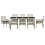 Garden Dining Set 9 pcs Light grey Poly rattan 3334900