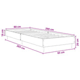 Bed Frame Smoked Oak 80 x 200 cm Engineered Wood 8009047