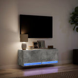 TV Wall Cabinet with LED Lights Concrete Grey 100x31x35 cm 852365