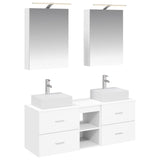 Bathroom Furniture Set 5 pcs White Engineered Wood and Glass 3406791