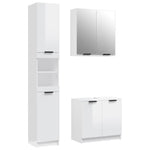 ZNTS 3 Piece Bathroom Cabinet Set High Gloss White Engineered Wood 3115880