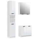 ZNTS 3 Piece Bathroom Cabinet Set High Gloss White Engineered Wood 3115880