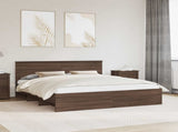 Bed Frame with Headboard Brown Oak 200 x 200 cm Engineered Wood 3408822