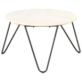 Coffee Table White 65x65x42 cm Real Stone with Marble Texture 286446