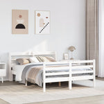 ZNTS Bed Frame with Headboard without Mattress White 150x200 cm King Size 3306648