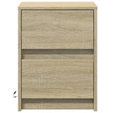Bedside Cabinets with LED Lights 2 pcs Sonoma Oak Engineered Wood 852038