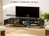 Marble Effect TV Unit, TV Stand Cabinet for up to 70" TVs, Modern TV Cabinet with Shelves and T3398P344814