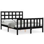 ZNTS Bed Frame without Mattress Black 140x190 cm Solid Wood Pine 3192085