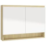 Bathroom Mirror Cabinet 80x15x60 cm MDF White and Oak 331537