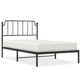 Metal Bed Frame without Mattress with Headboard Black 107x203cm 373883