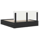 Bed Frame with Drawer Black 200 x 200 cm Engineer Wood 3412561