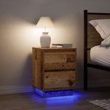 ZNTS Bedside Cabinet with LED Lights Old Wood 38x34x50 cm 861297