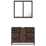 ZNTS 2 Piece Bathroom Furniture Set Brown Oak Engineered Wood 3300904