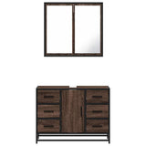 ZNTS 2 Piece Bathroom Furniture Set Brown Oak Engineered Wood 3300904